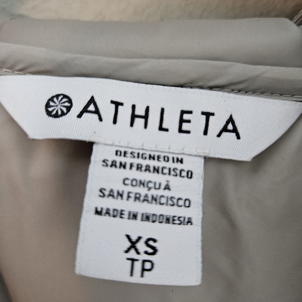 Athleta Aire Puffer Vest Hood Beige Gilet XS Women's - Picture 7 of 9